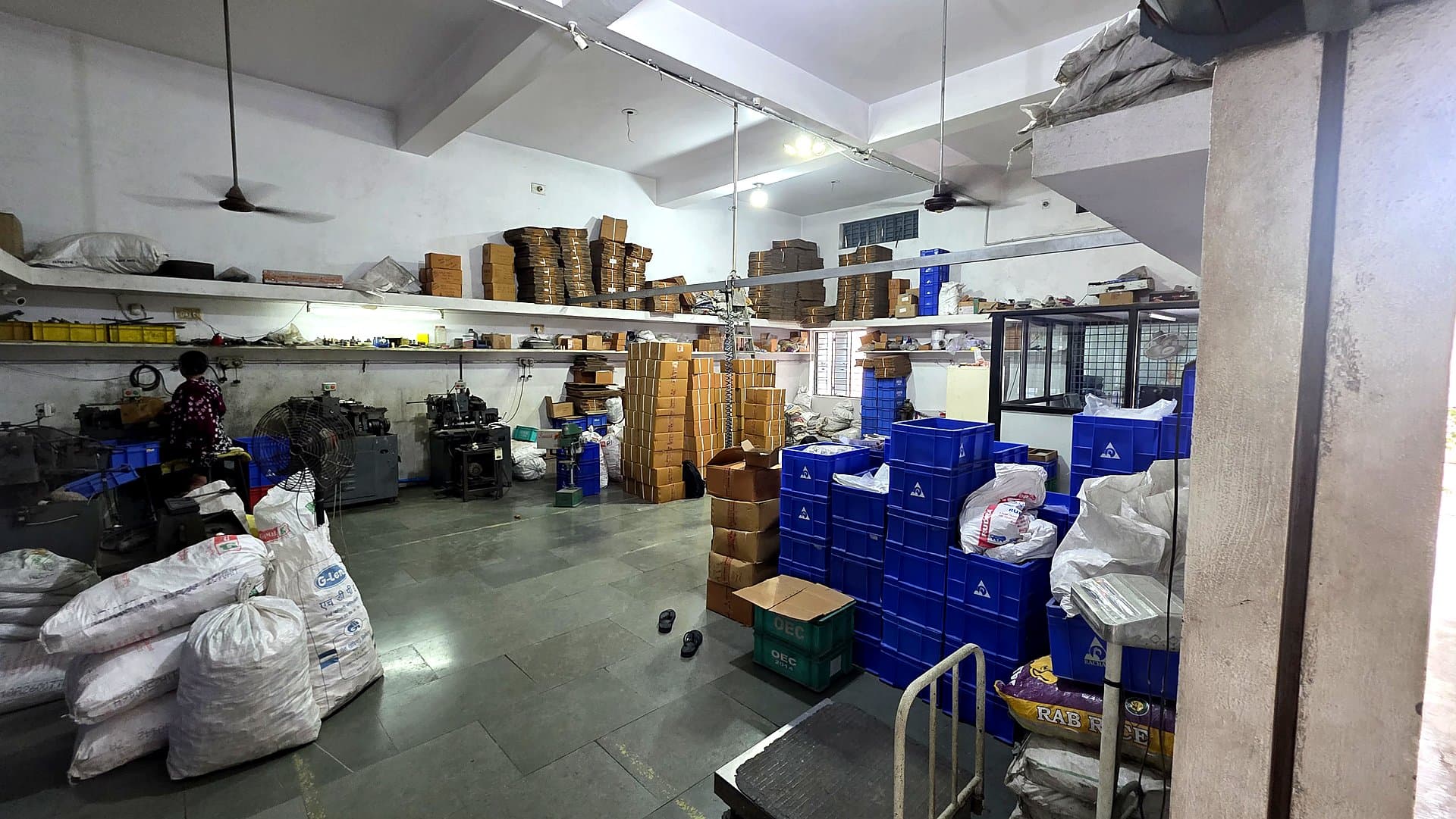 Warehouse with packed products ready for dispatch